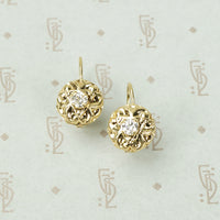Fancy Vintage Yellow Gold Diamond Drop Earrings