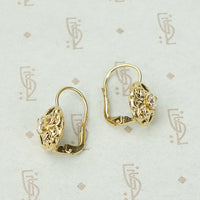 Fancy Vintage Yellow Gold Diamond Drop Earrings