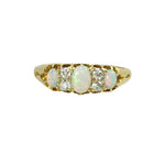 Shimmering Opals and Mine cut Diamonds in 18k Yellow Gold - Gem Set Love
