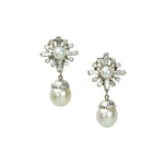Gorgeous Vintage Pearl and Diamond Drop Earrings - Gem Set Love