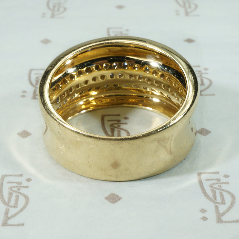 Wide Gold and Pavé Diamond Band