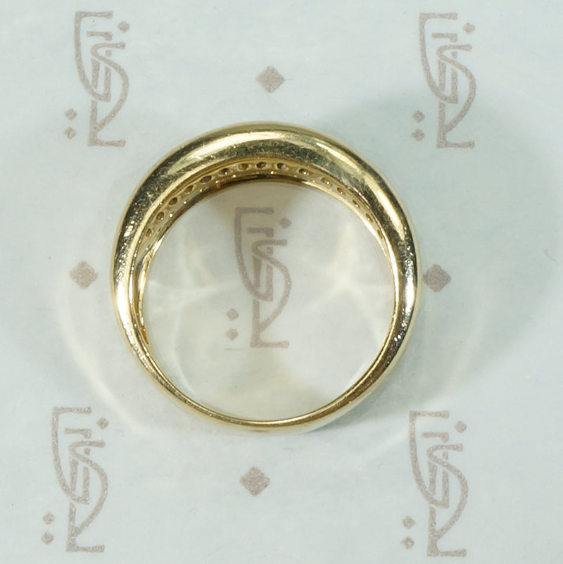 Wide Gold and Pavé Diamond Band