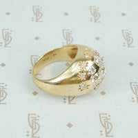 vintage diamond covered 14k yellow gold Bombé ring shoulders