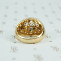 vintage diamond covered 14k yellow gold Bombé ring back view