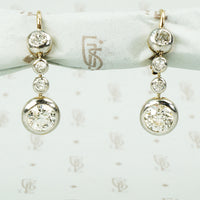 antique diamond drop earrings in platinum on 14k yellow gold
