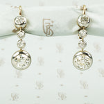 antique diamond drop earrings in platinum on 14k yellow gold