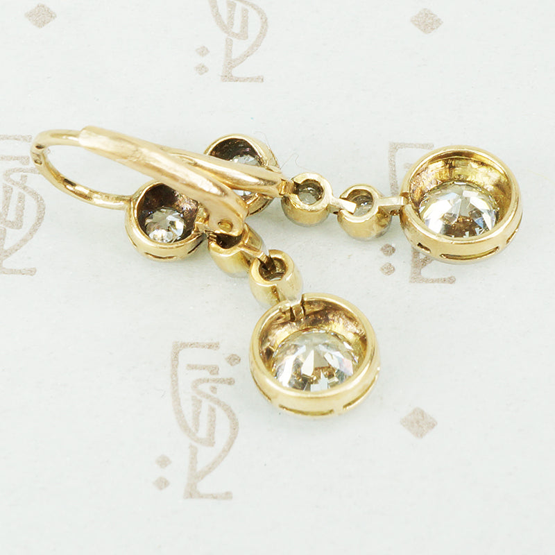 Antique Old Euro Diamond Drop Earrings