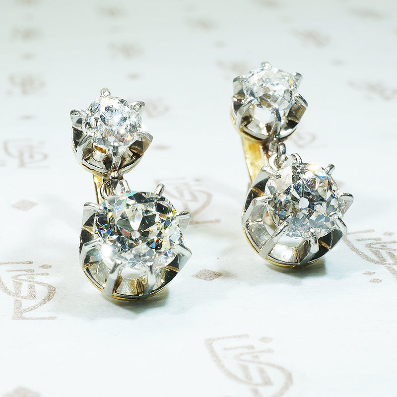The Best Antique French OMC Diamond Drop Earrings
