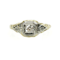 Vintage Yellow gold Filigree Diamond Ring