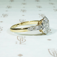 Floral Cluster Ring with Diamond-Set Shoulders