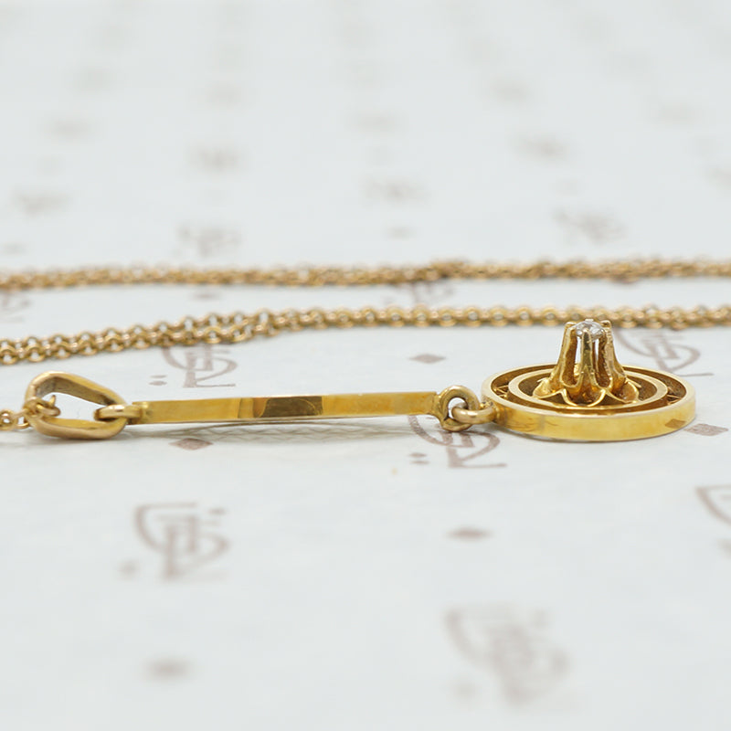 Delicate Gold Filigree Edwardian Diamond Lavalier