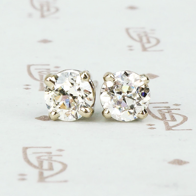 Vintage 14k white gold diamond stud earrings