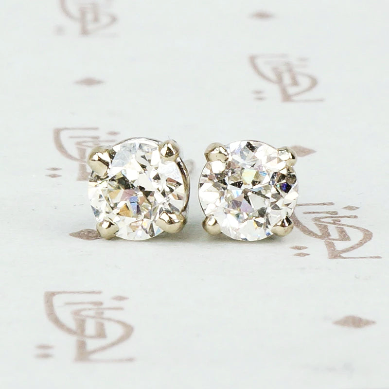 Vintage 14k white gold diamond stud earrings