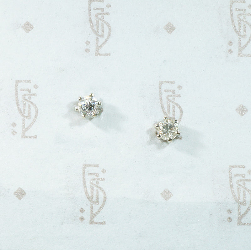 Vintage Diamond Studs in 14k White Gold
