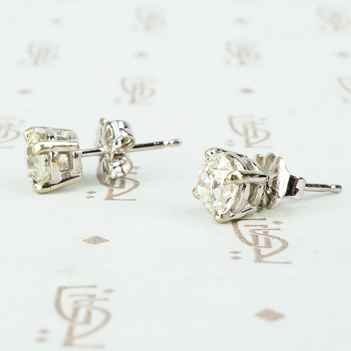 Old Euro Diamond Stud Earrings 1.15tcw