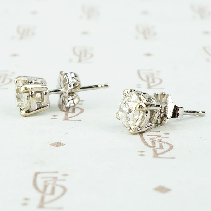 Vintage 14k white gold diamond stud earrings