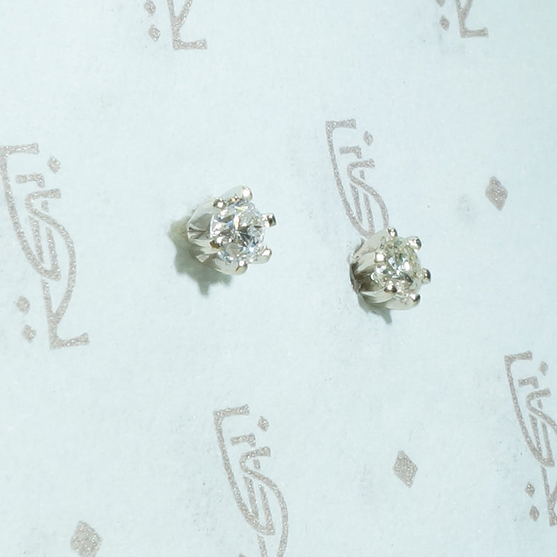 Vintage Diamond Studs in 14k White Gold