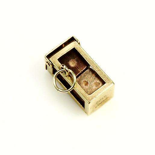 9k Gold Charm Dice in a cage London 1956