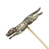 Victorian Rose Cut Diamond Set Dog Stick Pin