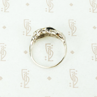 Vintage white gold diamond assymetrical ring circa 1940-50