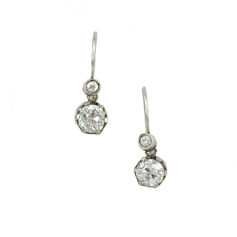 diamond drop earrings omc silver on gold
