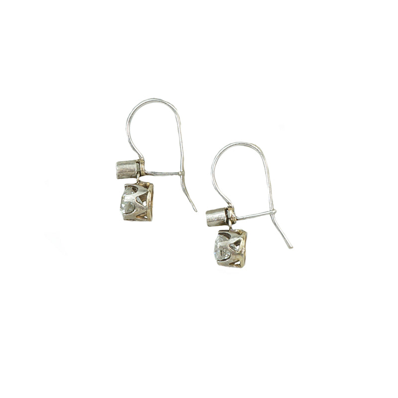 diamond drop earrings omc silver on gold side view