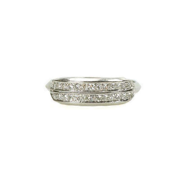 Vintage Double Row Diamond Band in Platinum