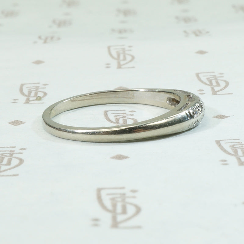 Double Row Diamond Vintage White Gold Band