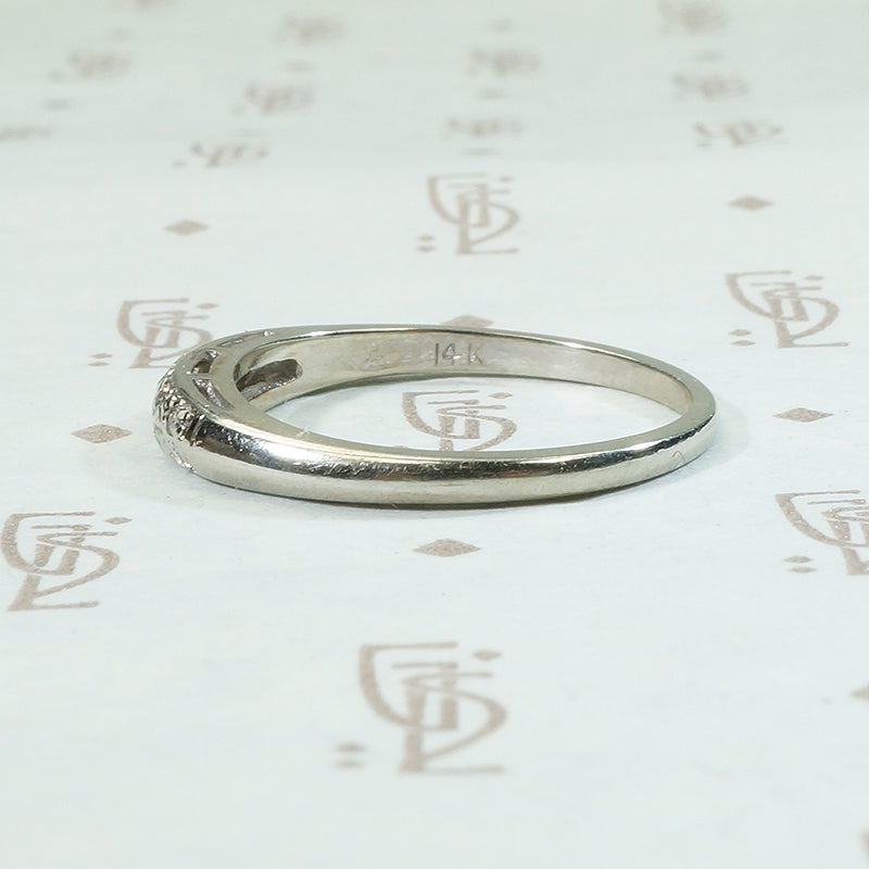 Double Row Diamond Vintage White Gold Band
