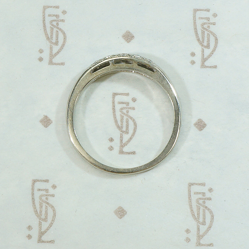 Double Row Diamond Vintage White Gold Band