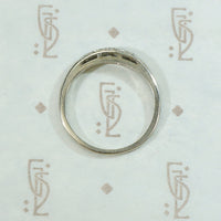 Double Row Diamond Vintage White Gold Band