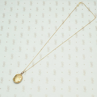 Two Tone Edwardian Locket with Graphic Details, woven detail.