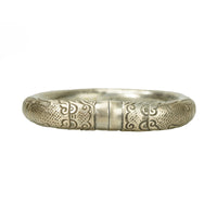 Antique Chinese Silver Split Bangle with Dragons - Gem Set Love