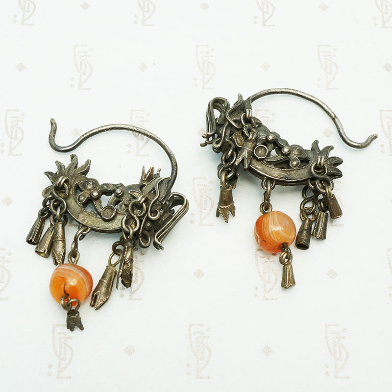 Elaborate Antique Chinese Dragon Earrings