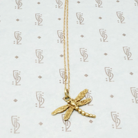 14k yellow gold dragonfly pendant