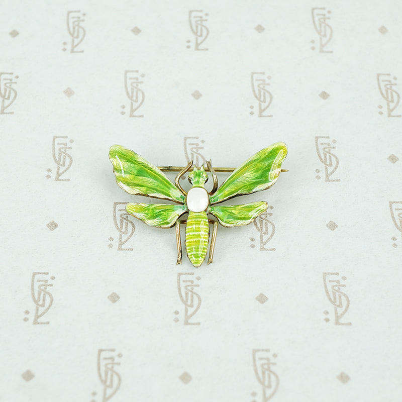 silver gilt enamel moth brooch