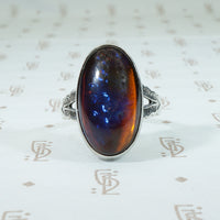 dragons breath glass in sterling sol;ver vintage ring