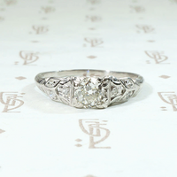 Deco Platinum & Diamond Tulip Engagement Ring 