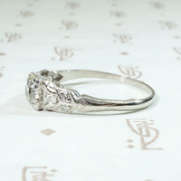 Deco Platinum & Diamond Tulip Engagement Ring 