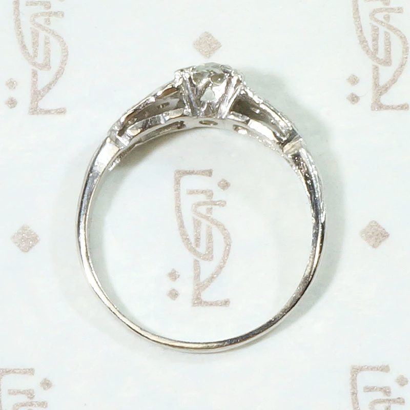 Deco Platinum & Diamond Tulip Engagement Ring 