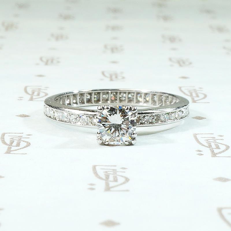 Deco Diamond Engagement Ring with Eternity Band