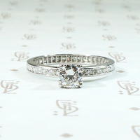 Deco Diamond Engagement Ring with Eternity Band