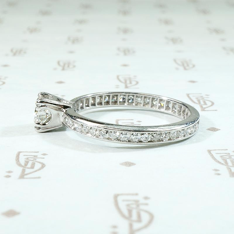 Deco Diamond Engagement Ring with Eternity Band