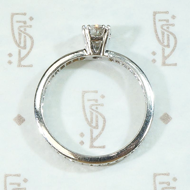 Deco Diamond Engagement Ring with Eternity Band