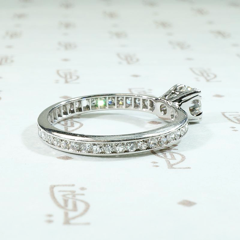 Deco Diamond Engagement Ring with Eternity Band