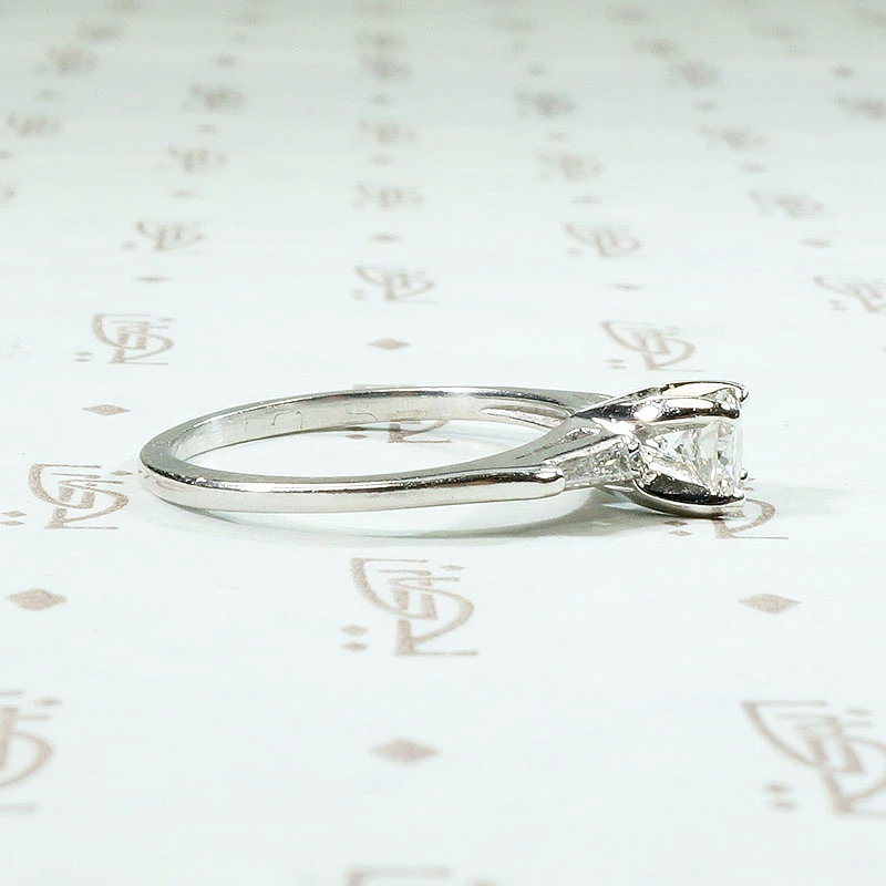 Elegant Mid Century Engagement Ring with Baguettes