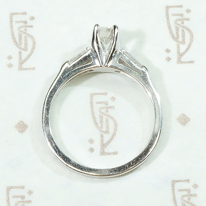 Elegant Mid Century Engagement Ring with Baguettes
