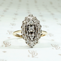Chubby Navette Diamond Cluster Ring