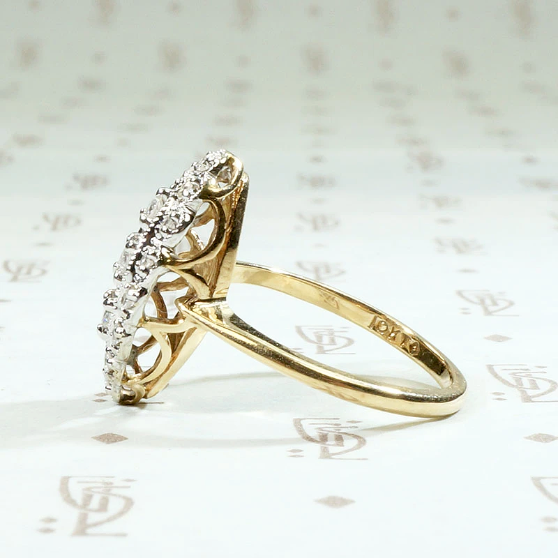 Chubby Navette Diamond Cluster Ring