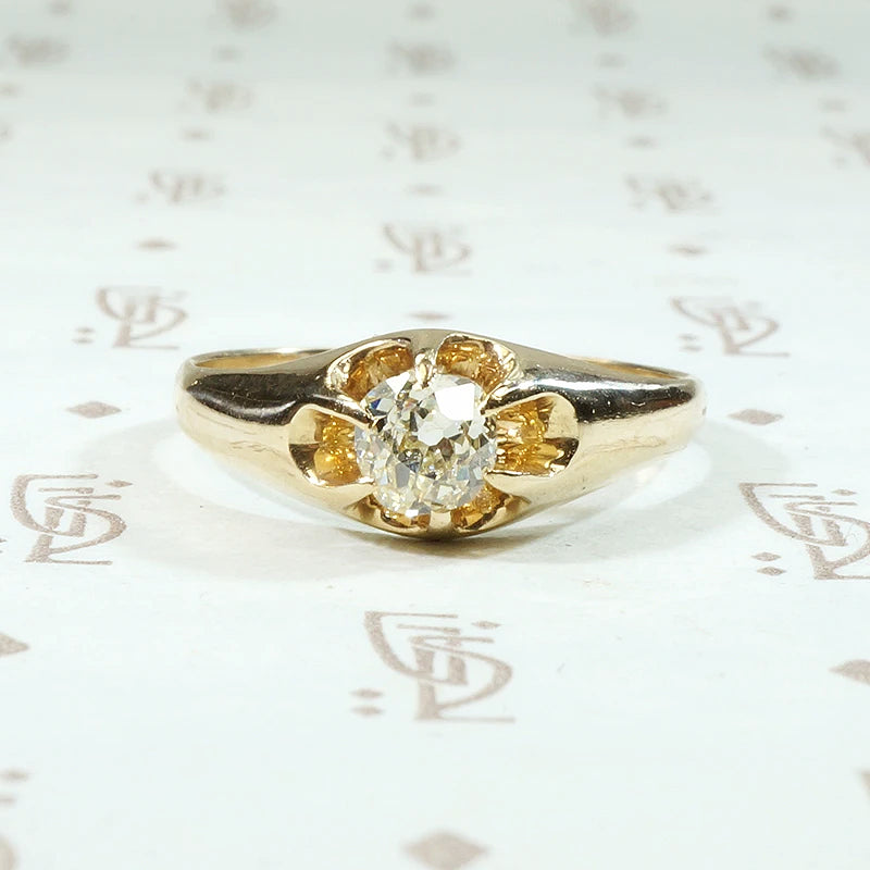 Fabulously Funky Old Mine Diamond in Belcher Engagement Ring